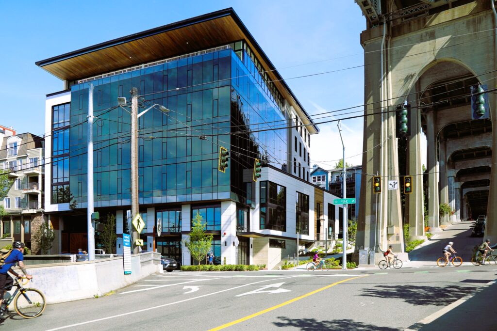 Eco-friendly windows in a commercial building